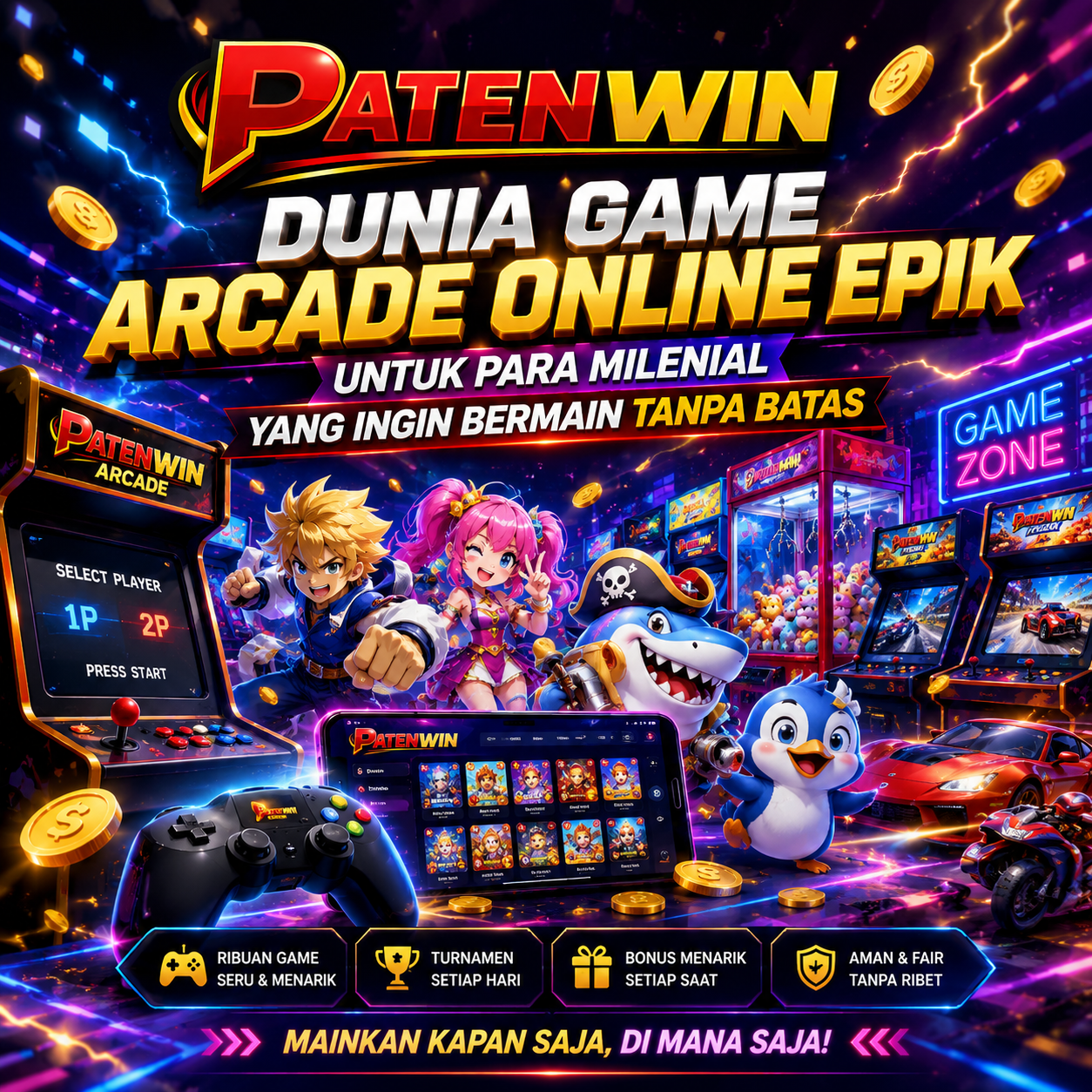 PATENWIN: Dunia Game Arcade Online Epik untuk Para Milenial yang Ingin Bermain Tanpa Batas